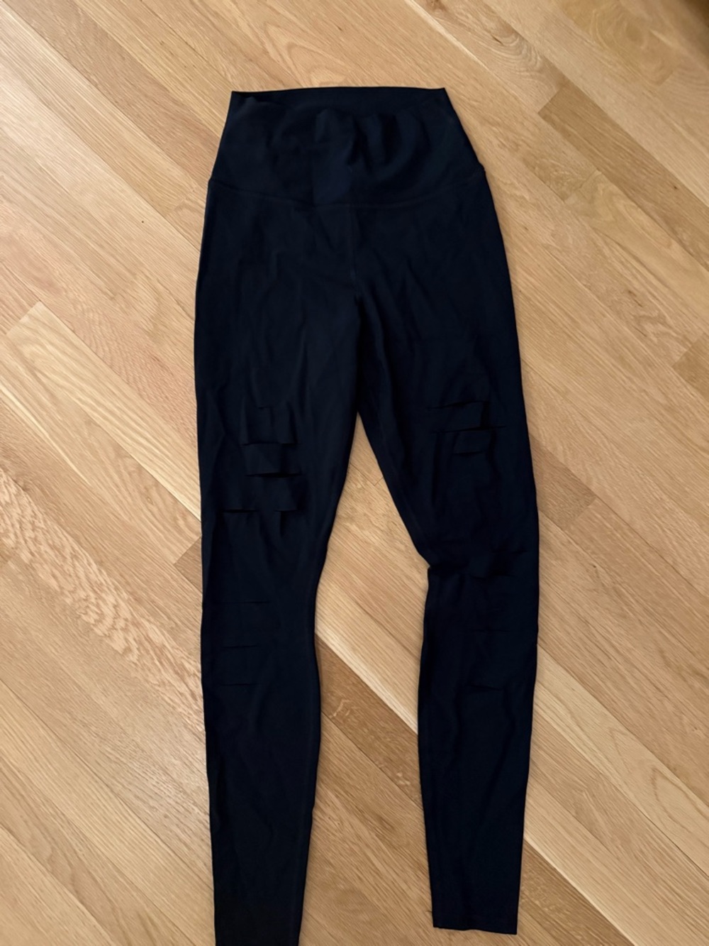 Black High-Waist Women's Leggings with Side Cutouts